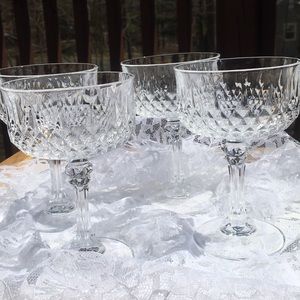 4 Crystal Champagne Coupe Glasses